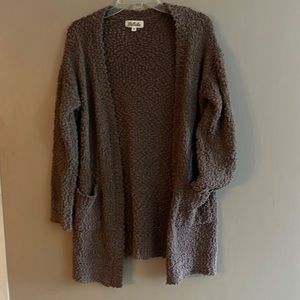Listicle Medium Brown Popcorn Sweater Cardigan
